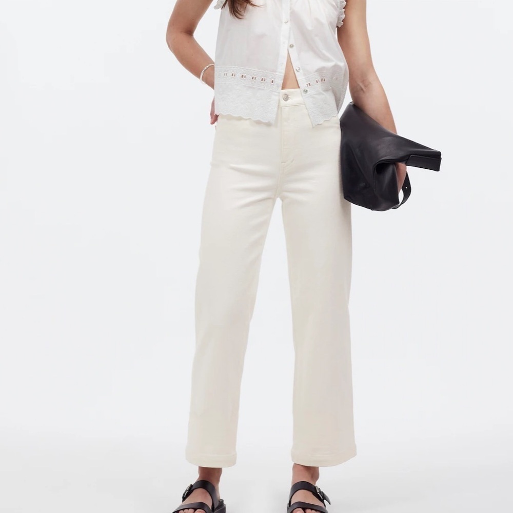 Madewell tile white The Emmett Wide-Leg Crop Jean: Welt Pocket Edition